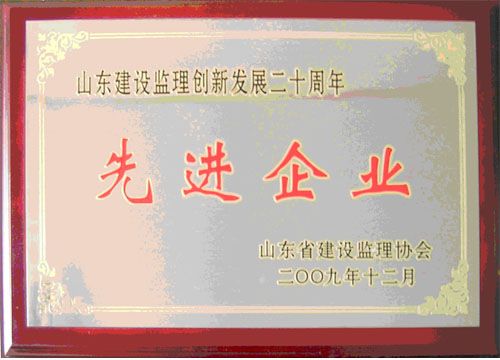 点击查看详细信息<br>标题：山东建设监理创新发展二十周年先进企业 阅读次数：5504