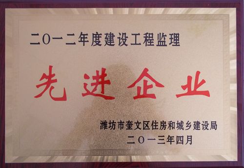 点击查看详细信息<br>标题：2012年度建设工程监理先进企业 阅读次数：3973