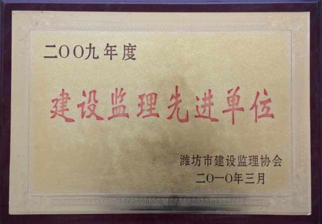 点击查看详细信息<br>标题：2009年度建设监理先进单位 阅读次数：2368