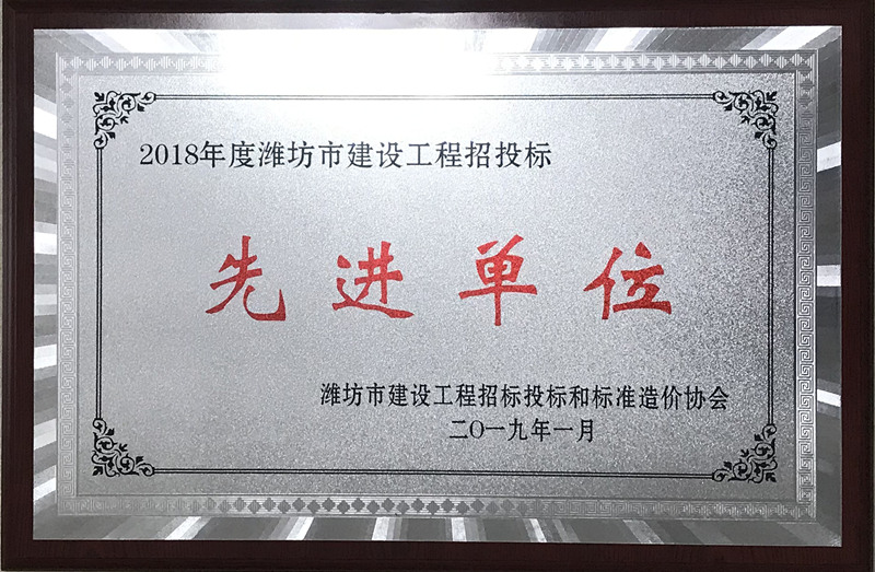 点击查看详细信息<br>标题：2018年度招标代理先进单位 阅读次数：1858